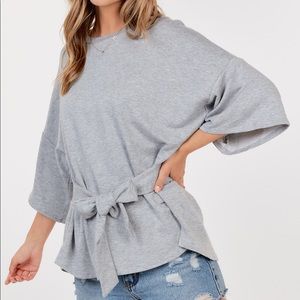 Brinley Gray Front Tie Top